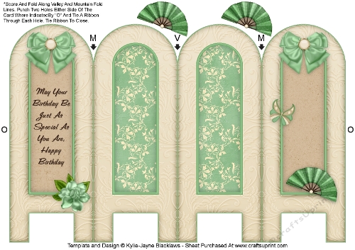 Shabby Chic - Birthday - Folded Screen Card