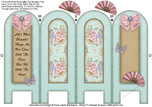 Vintage Blooms - Beautiful - Folded Screen Card