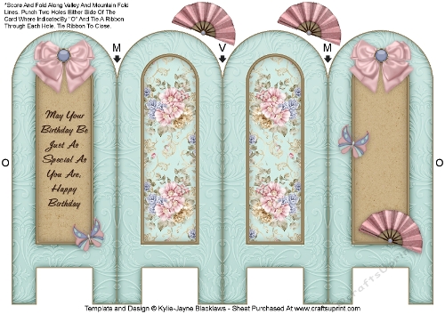 Vintage Blooms - Birthday - Folded Screen Card