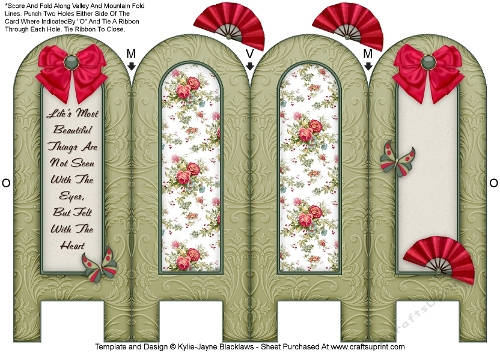 Vintage Florals - Beautiful - Folded Screen Card