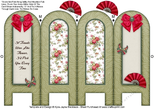 Vintage Florals - Friends - Folded Screen Card