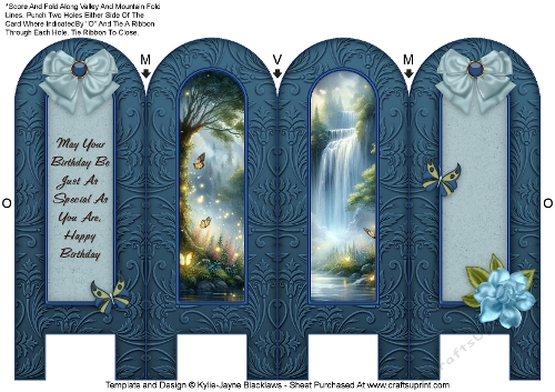 Waterfall - Birthday - Folded Screen Card
