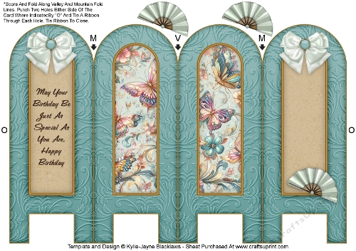 Whimsical Butterfly - Birthday - Folded Screen Card