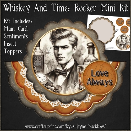 cup1376060_1050 - Whiskey And Time - Scalloped Rocker Card - Mini Kit
