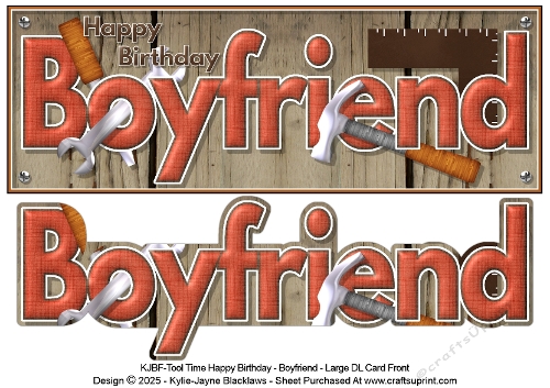 Tool Time - Happy Birthday Boyfriend - Large DL 3D Decoupage Card
