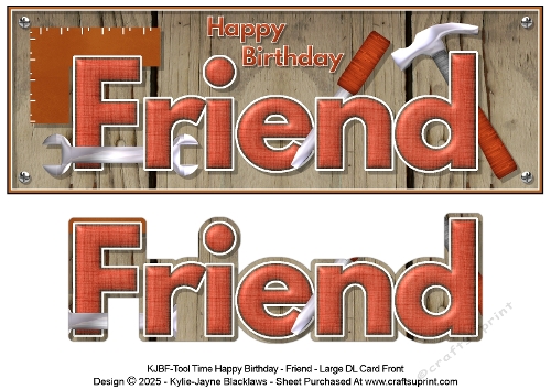 Tool Time - Happy Birthday Friend - Large DL 3D Decoupage Card