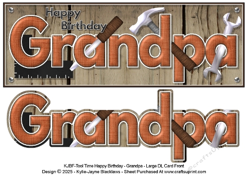 Tool Time - Happy Birthday Grandpa - Large DL 3D Decoupage Card