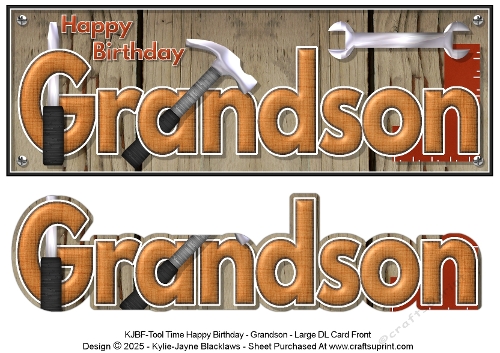Tool Time - Happy Birthday Grandson - Large DL 3D Decoupage Card