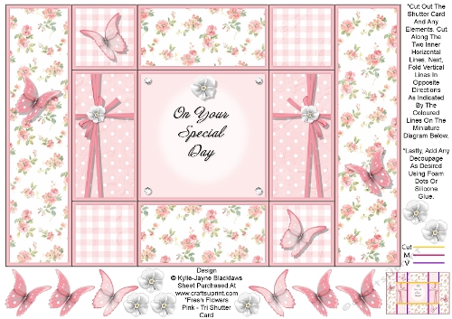 Fresh Pink Flowers - On Your Special Day - Tri Shutter Card