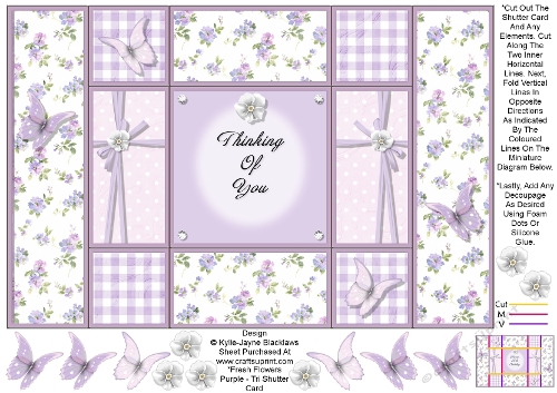 Fresh Purple Flowers - Thinking Of You - Tri Shutter Card