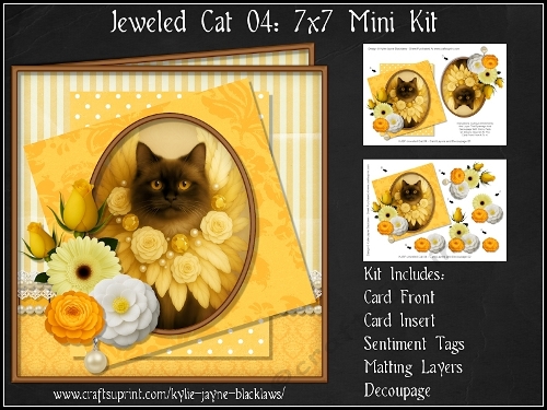Jeweled Cat 04 - Chantilly Tiffani Kitten - Decoupage Mini Kit