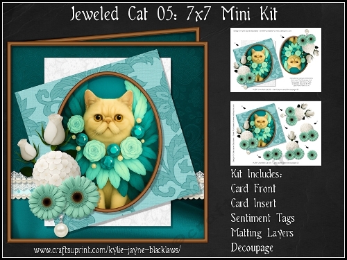 Jeweled Cat 05 - Exotic Shorthair Kitten - Decoupage Mini Kit