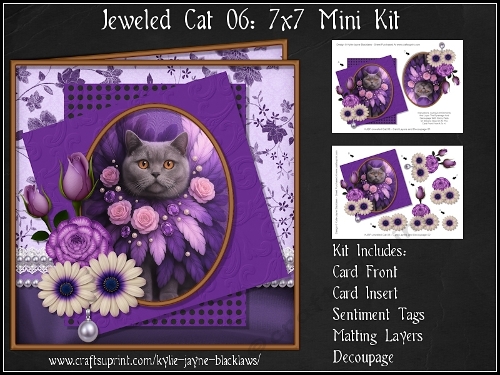 Jeweled Cat 06 - British Blue Kitten - Decoupage Mini Kit