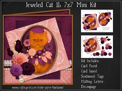 cup1380150_1050 - Jeweled Cat 11 - Persian Kitten - Decoupage Mini Kit