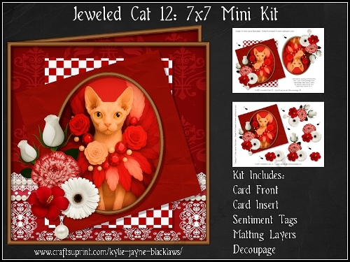 cup1380151_1050 - Jeweled Cat 12 - Sphynx Kitten - Decoupage Mini Kit
