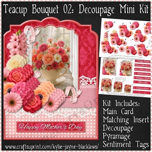 Teacup Bouquet 02 - Decoupage Mini Kit