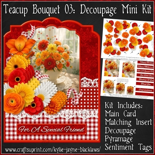 Teacup Bouquet 03 - Decoupage Mini Kit