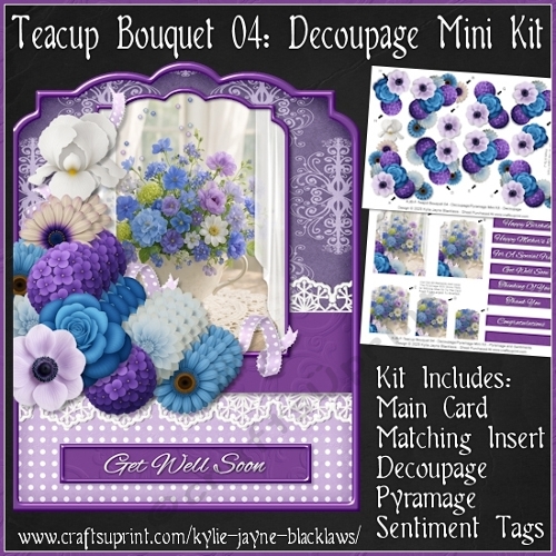 Teacup Bouquet 04 - Decoupage Mini Kit