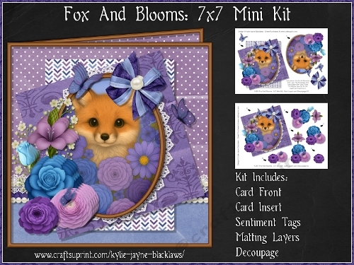 Fox And Blooms - 7x7 Decoupage Mini Kit