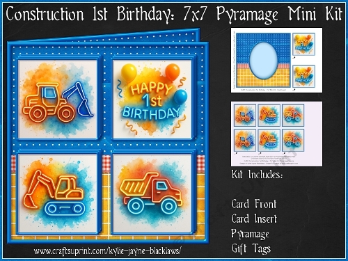 Construction - Happy 1st Birthday - Pyramage Mini Kit