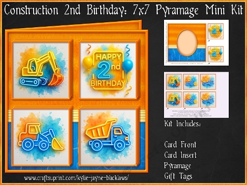 Construction - Happy 2nd Birthday - Pyramage Mini Kit