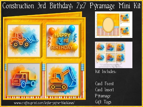 Construction - Happy 3rd Birthday - Pyramage Mini Kit