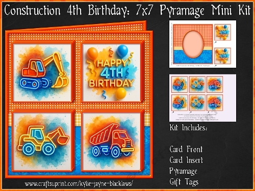 Construction - Happy 4th Birthday - Pyramage Mini Kit