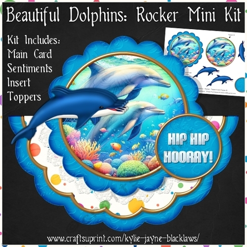 Beautiful Dolphins - Scalloped Rocker Card - Mini Kit