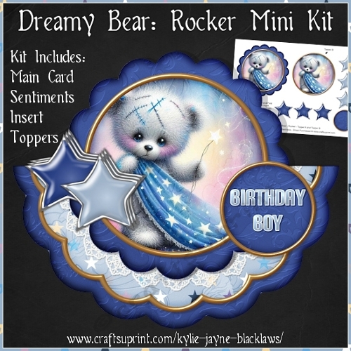 Dreamy Bear - Scalloped Rocker Card - Mini Kit