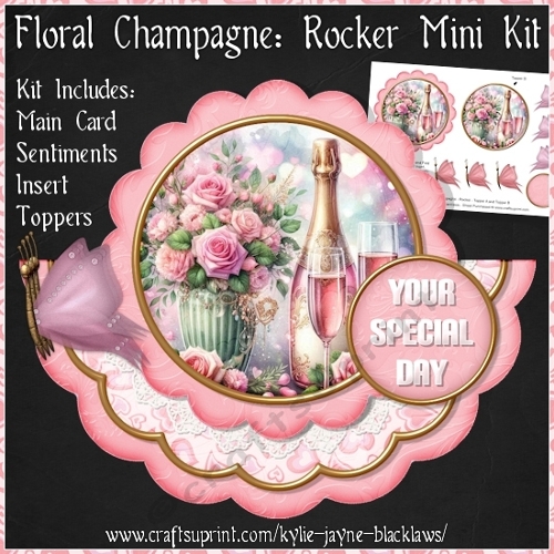 cup1388933_1050 - Floral Champagne - Scalloped Rocker Card - Mini Kit
