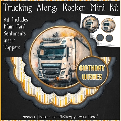 Trucking Along - Scalloped Rocker Card - Mini Kit