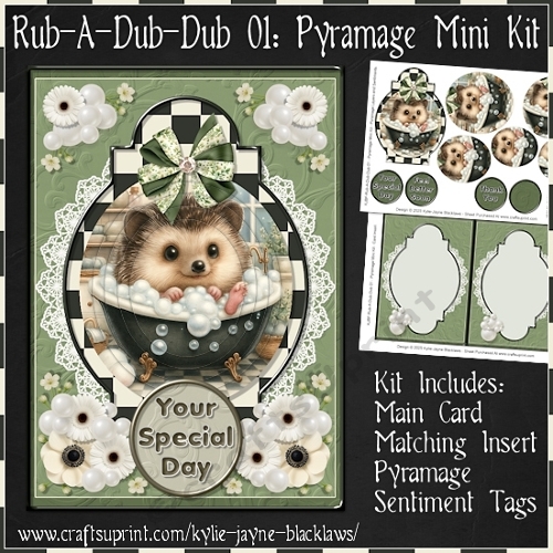 Rub-A-Dub-Dub 01 - Hedgehog - 5x7 Pyramage Mini Kit