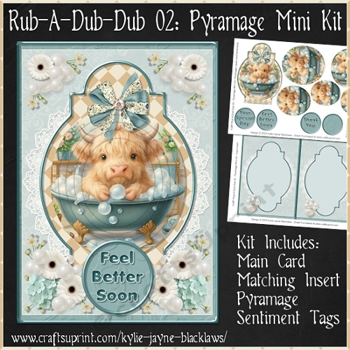 Rub-A-Dub-Dub 02 - Highland Cow - 5x7 Pyramage Mini Kit