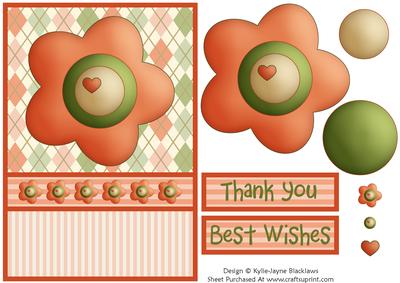 Soft Argyle - Stripes & Flower Thank You/best Wishes Card 1