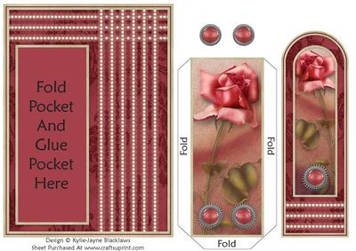 Pink Vintage Rose - Bookmark Pocket Card