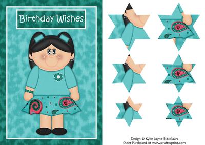 Turquoise and Teal Girls Birthday Wishes Pyramid Card