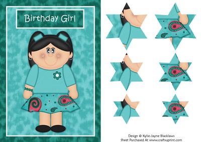 Turquoise and Teal Girls Birthday Pyramid Card