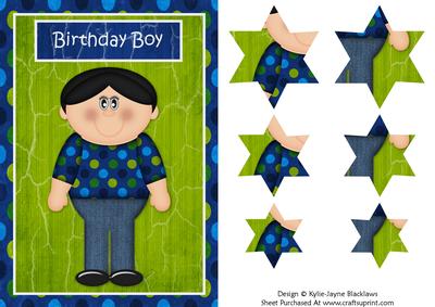 Green and Blue Boys Birthday Pyramid Card