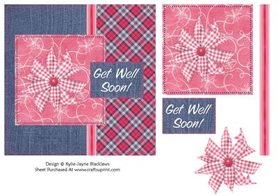 Denim and Plaid Get Well Soon - Female 1 - Quick Card Front