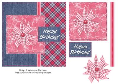 Denim and Plaid Happy Birthday - Female 1 - Quick Card Front