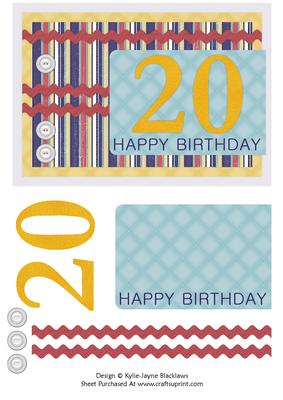 Male Stripes - 20th Birthday Card