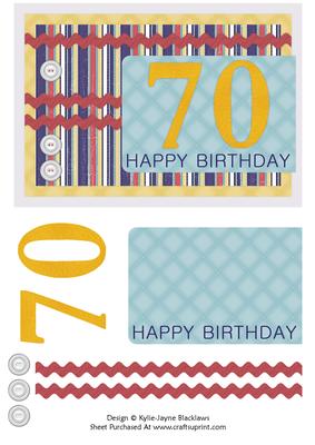 Male Stripes - 70th Birthday Card