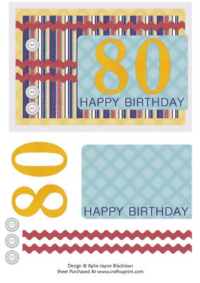 Male Stripes - 80th Birthday Card