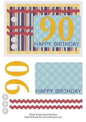 Male Stripes - 90th Birthday Card