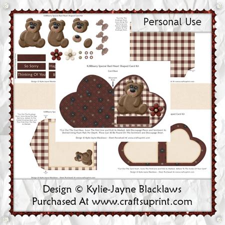 Beary Special - Red - Heart Shaped Fold Card Kit