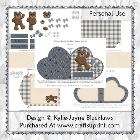 Beary Special - Blue - Heart Shaped Fold Card Kit