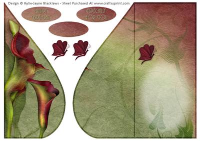 Calla Lily and Butterflies Teardrop Card