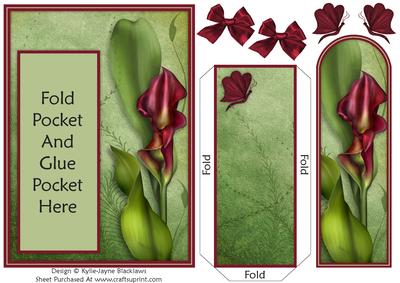 Calla Lily and Butterfly - Bookmark Pocket Card
