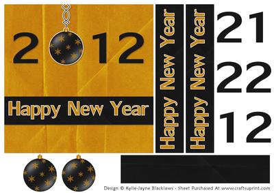 Black and Gold 2 - Happy New Year - Quick Card