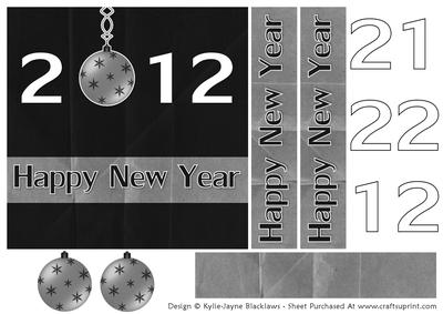 Black and Silver 1 - Happy New Year - Quick Card